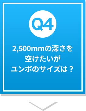 2,500mmの深さを空けたいがユンボのサイズは？